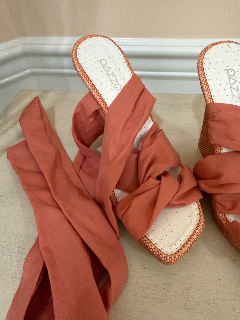 PAZZO Women's Rust Wrap Slide Heels